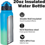 Oldley Insulated Water Bottle 20oz Water Bottles with Straw, Stainless Steel Water Bottle with 3 Lids, Double Wall Vacuum Bottles for Adult Kids, Sports Bottles for School Travel, Tropical Rainforest