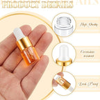 100 Pcs Mini Glass Oil Dropper Bottle Bulk, Clear Essential Small Empty Bottles Sample Containers Perfume Liquid Vials with Cap for Traveling (2 ml,Gold)