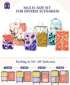 Gonex Compression Packing Cubes, 6pcs Expandable Storage Travel Luggage Bags Organizers with Shoe Bag Laundry Bag, Travel Cubes for Suitcase Carry On (Flowers)