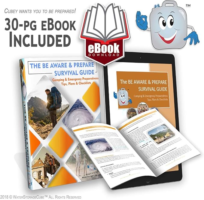 WaterStorageCube BPA Free Collapsible Water Container with Spigot, Camping Water Storage Carrier Jug for Outdoors Hiking Backpack & Survival Kit, Foldable Portable Water Canteen 1.3/2.6/5.3 Gallon