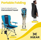 XGEAR Camping Chair with Padded Hard Armrest, Sturdy Folding Camp Chair with Cup Holder, Storage Pockets Carry Bag Included, Support to 400 lbs