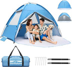 Beach Tent Sun Shelter for 4/5 Person - UPF 50+ UV Protection Portable Beach Shade Sun Canopy, Waterproof & Lightweight, Easy Setup Beach Tent for Family Beach Trips, Picnics, Camping