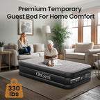 OhGeni 18" Luxury Twin Air Mattress with Built-in Pump, Inflatable Bed with Silk Foam Topper for Superior Comfort, Premium Blow-Up Mattress for Home, Camping & Guests, Easy Setup, Extra Support, Black