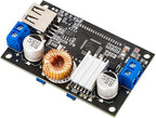 DROK DC Buck Converter Adjustable Voltage Regulator 12V 6V-32V to 1.5-32V 5A, LCD Screen Step Down Converter with USB Port and Protective Case