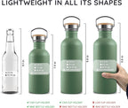 Bambaw Stainless Steel Water Bottle - Non-Insulated, Reusable Metal Sports Bottle, Sage Green/Grey