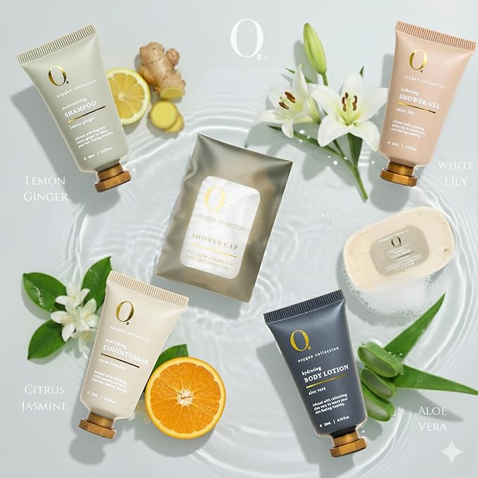 O2 Oxygen 300Pcs/22ml Travel Size Mini Shampoo and Conditioner Sets Body Wash Lotion & Soap,Hotel Toiletries,Bulk Set For Guest,Air Bnb Essentials for Guests,Amenity Kit For Hosts Bathroom