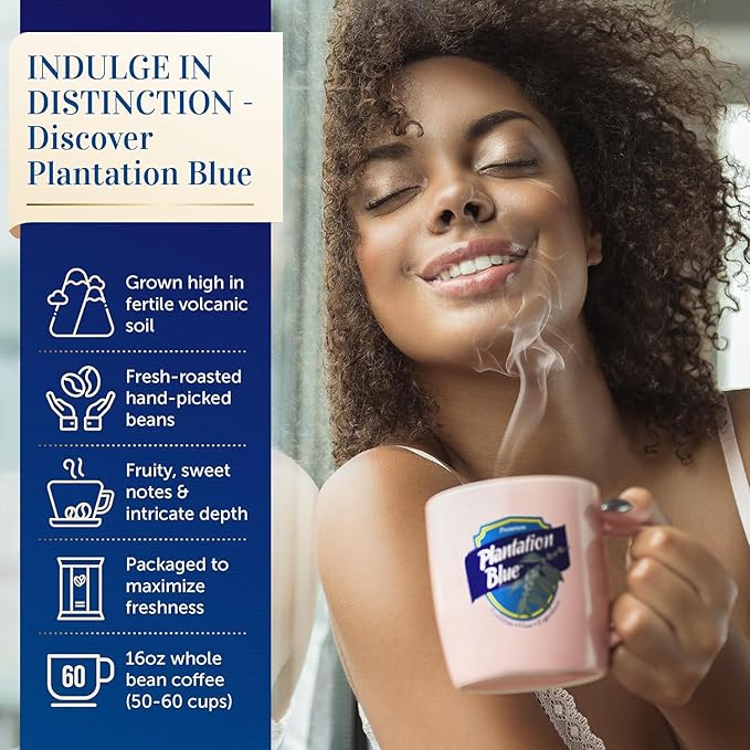 PREMIUM PLANTATION BLUE TRADITION CLASS EXPERIENCE 100% Blue Mountain Coffee, Dark Roast, Ground, Jamaican Coffee (8oz)