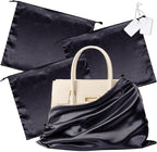 Vonty 3 Pack Silky Dust Bags for Shoes and Purses, Satin Drawstring Bag for HandBags Boots - Black Shoe Bag Silk Dust Cover Bag Protector Travel Storage Pouch(19.6 x 15.7 In)