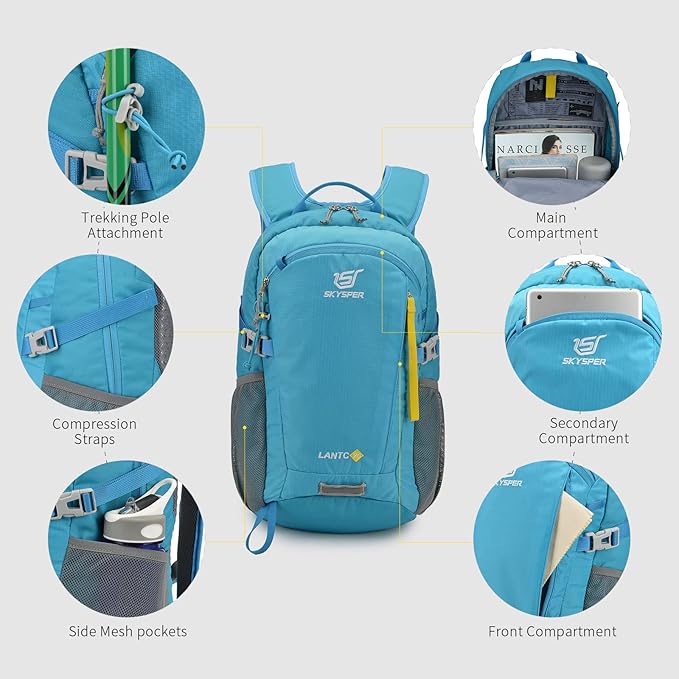 SKYSPER Small Hiking Backpack, 20L Lightweight Travel Backpacks Hiking Daypack for Women Men