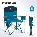 ALPHA CAMP Camping Chair 2 Pack Portable Chair with 3-Can Cooler Folding Chair with Side Pocket and Cup Holder, Collapsible for Camping, Tailgates, Beach, Fishing and Sports,2PC