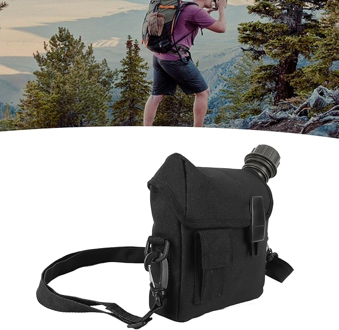 Outdoor Water Canteen, 1.5L Large Capacity Outdoor Water Bottle Handheld Portable Flat Camping with D Shaped Buckle & Adjustable Strap Buckle for Camping, Backpacking, Hiking