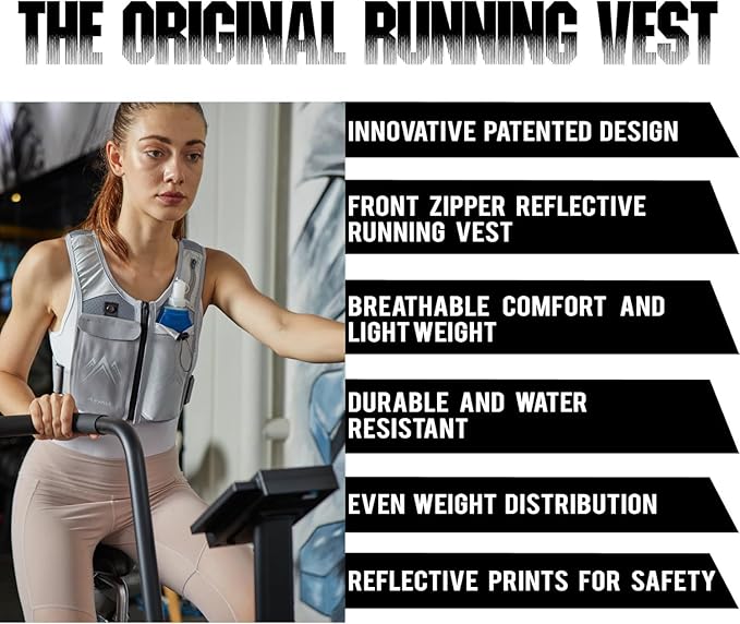 REVALI Zip Reflective Running Vests with Hydration Bottle, Adjustable Waistband & Breathable Material, Chest Pack Gear Phone Holder for Men & Women