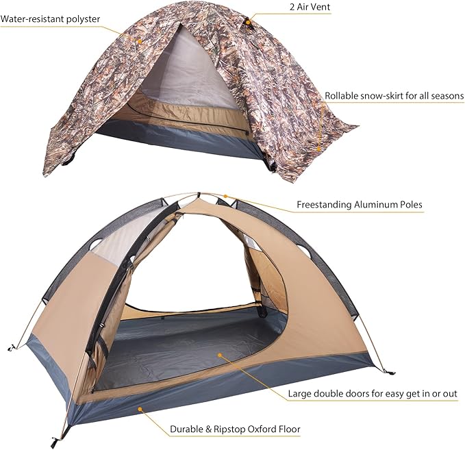 GEERTOP Ultralight 2 Person Backpacking Tent 4 Season Waterproof Camping Tent Double Layer Cold Weather Easy Set Up Tents for Family Camp, Hiking, Hunting Outdoor Mountaineering Travel