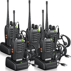 eSynic 5-Pack Professional Walkie Talkies - 5KM Long Range 16CH Rechargeable Two-Way Radios- Includes 5 Headsets & Charging Base, VOX Hands-Free for Job Sites/Camping/Family Outdoor (Ideal Gift Set)