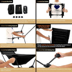 MOON LENCE Oversized Camping Chair with Pillow for Adults, Height Adjustable High-Back Folding Camping Chair with 400 lbs Capacity, Hidden Pillow Pocket for Camping, Hiking, Picnics, Black