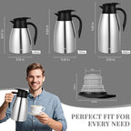 51 Oz Thermal Coffee Carafe, Stainless Steel Insulated Vacuum coffee crafts to keep coffee hot, 1.5 Liter Tea Water Coffee and Beverage Dispenser (Silver)