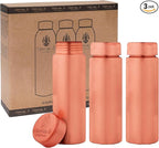 NORMAN JR Copper Water Bottle 400ml - Gift Box of 3, Slim Plain, an Ayurvedic vessel made from pure copper - helps you drink more water, with many health benefits