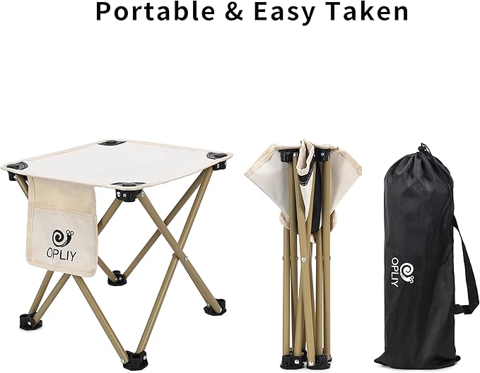Opliy Camping Stool 2 Pack,13.5 Inch Portable Folding Stool for Outdoor Gardening and Beach Hiking Fishing,Foot Stool with Carry Bag (Khaki)