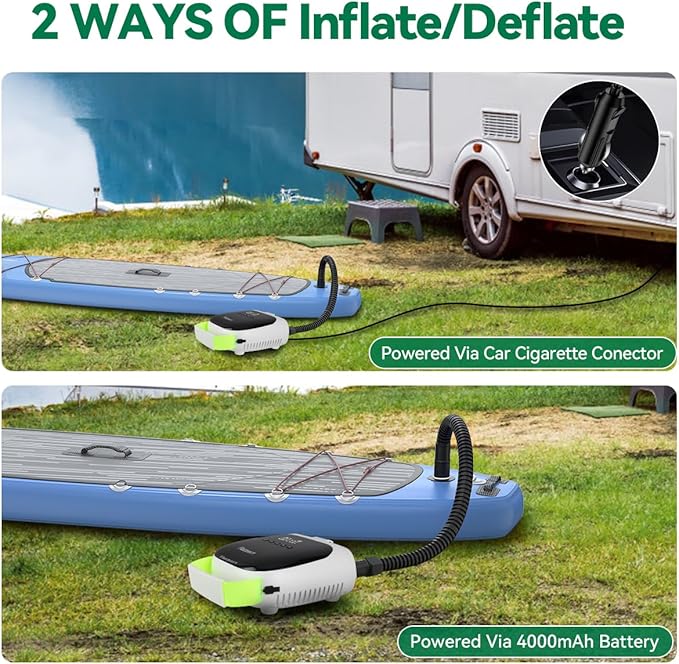 FBSPORT Paddle Board Pump Rechargeable 20PSI SUP Pump, Portable Electric Air Pump Quick Inflate & Deflate SUP Air Pump for Stand Up Paddle Boards, Kayak, Tent