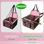 Dog Car Seat Foldable Dog Car Booster Seat Waterproof Breathable Oxford Travel Bag for Small to Medium Dogs, Puppies, and Pets-Pure Pink-Upgrade