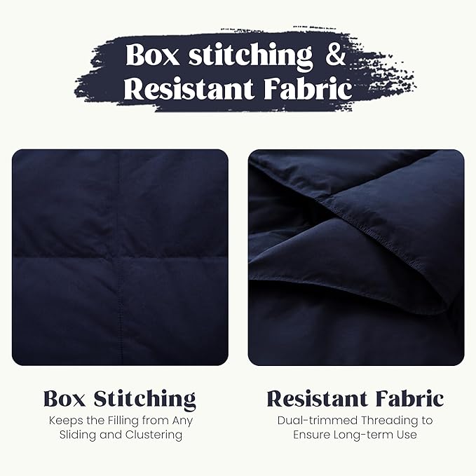 puredown® Soft Feather Down Throw Blanket Lightweight Packable Couch Throw for Indoor and Outdoor Use, 50"X70", Navy