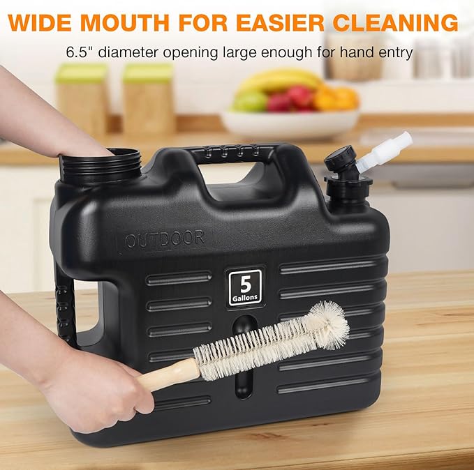 5 Gallon Water Jug, Camping Water Container BPA Free Water Storage with Spigot No Leakage Portable Emergency Water Tank for Outdoor Hiking Camping Picnic Supplies Black