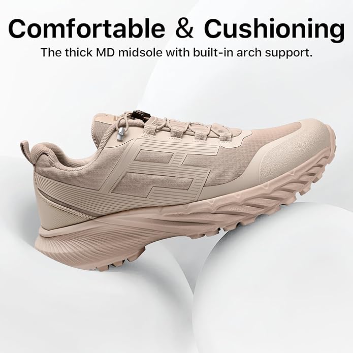 FREE SOLDIER Men's Trail Running Hiking Tactical Shoes - Breathable Lightweight Non-Slip Outdoor Sneakers for Walking Gym Backpacking Athletic Shoes