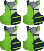 Stohlquist Universal Fit Adult Life Jacket PFD (4 Pack) Coast Guard Approved, for Men and Women 90+ lbs, Lightweight Neoprene and Adjustable, Ideal for Boating, Kayaking & Water Sports