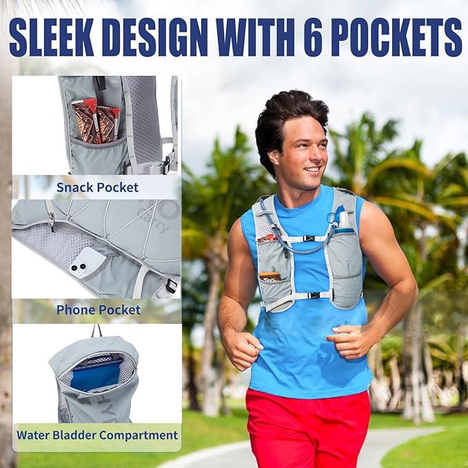 Lightweight Running Vest for Women and Men Hydration Backpack Pack with 1.5L Water Bladder Bag for Hiking Trail Running Gear Cycling Marathon