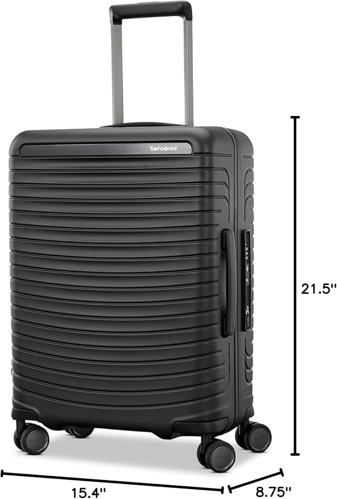 Framelock Max 21” Carry-On Hardshell Zipperless Luggage - Highly Secure Integrated Eazylock™ Mechanism - RightHeight™ Adjustable Handle System - 360° Spinner Wheels - Airline Approved - Asphalt Black