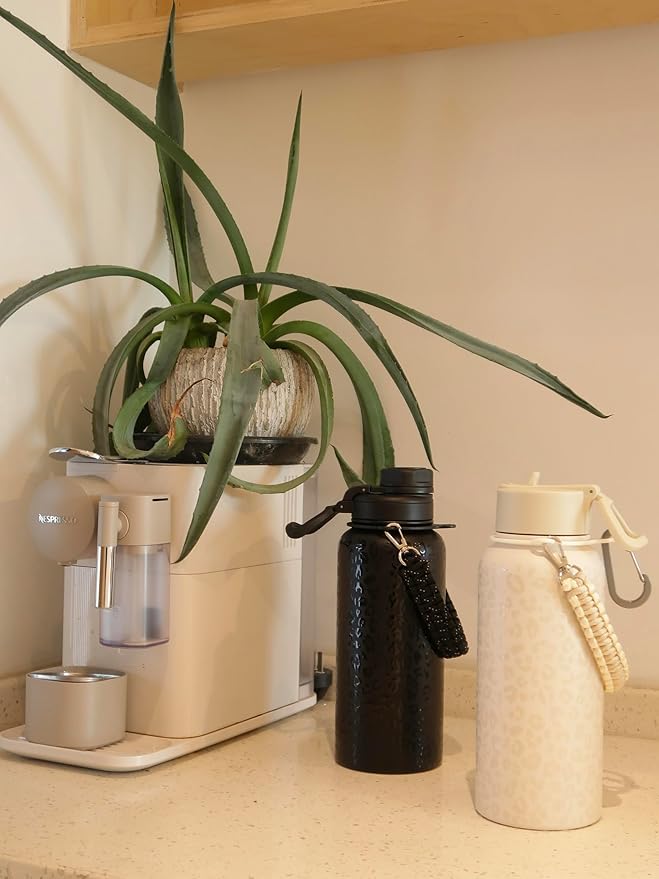 KXIAOCHEN Insulated Water Bottle, Stainless Steel Water Bottle, 2 Lids (Straw and Handle Lid),Wide Mouth Metal Water Bottles Keep Hot and Cold, Double Walled, Thermo Mug, Metal Canteen