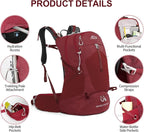 Hiking Backpack, Waterproof Hiking Daypack with 3L Water Bladder and Rain Cover, Lightweight Travel Camping Backpack for Men Women (Red)