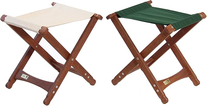 BYER OF MAINE Pangean Folding Stool – Canvas Camp & Wood Camp Stool for Portable & Outdoor Seating in Natural Color