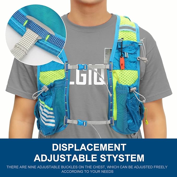 INOXTO Hydration Vest Backpack,Lightweight Water Running Vest Pack with 1.5L Water Bladder Bag Daypack for Hiking Trail Running Cycling Race Marathon for Women Men