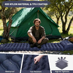 Camping Sleeping Pad, Connectable Design for Double Mat, Ultralight Inflatable Sleeping Mat with Pillow, Built-in Foot Pump, Portable Camping Air Mattress for Backpacking Hiking Tent (Navy)