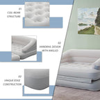 RAPTAVIS Inflatable Sofa Bed for Camping, Pool Float Couch Outdoor Flocked Mattress Bed with Armrest, Full Size