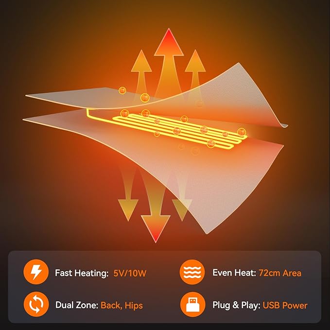 Heated Double Camping Chair, Heated Camping Chair with 3 Adjustable Temperatures and 4 Heating Zones,Portable Heated Chairs Outdoor Sports Support 650lbs（Battery Not Included）