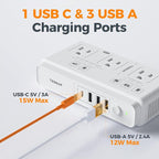 TESSAN Voltage Converter US to Europe 220 to 110, Universal Travel Adapter Voltage Converter with 4 USB Ports (1 USB C), 3 AC and EU UK AU IT in ZA Plug Power Adapter, Step Down Transformer, 6 FT