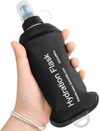 GYGYL Soft Flask, TPU Collapsible Soft Water Bottle for Hydration Pack, Running Vest, Leak-Proof Folding Water Bottle for Hiking Cycling Climbing Jogging-250ml Black