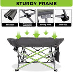 FUNDANGO Camping Cot for Adults, Padded Camp Cots for Sleeping Portable Camping Bed for Outdoor Travel Folding Cot Heavy Duty with Carry Bag, Gray