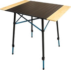 Bamboo/Aluminum Roll-Top Camping Table - Hybrid and Portable Aluminum-Top/Bamboo Folding Table with Adjustable Height Steel Frame by Caddis Sports