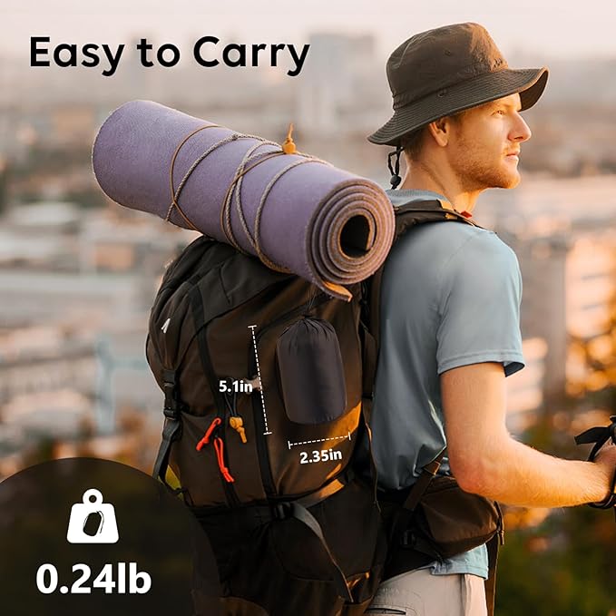 TOBTOS Ultralight Camping Pillow - Inflatable, Ergonomic Neck & Lumbar Support, Blow Up Air Pillow for Travel, Hiking, Outdoor (Black), 17x12