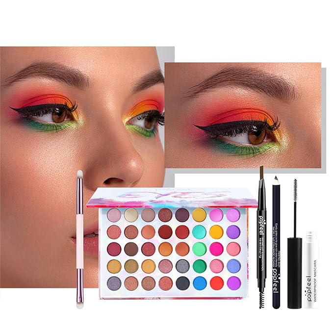 FantasyDay All in One Makeup Kit for Women Full Kit Girls Makeup Gift Sets Xmas Essential Bundle Include Eyeshadow Palette Lipstick Blush Concealer Eyeliner Mascara Foundation Brush Eyebrow Pencil