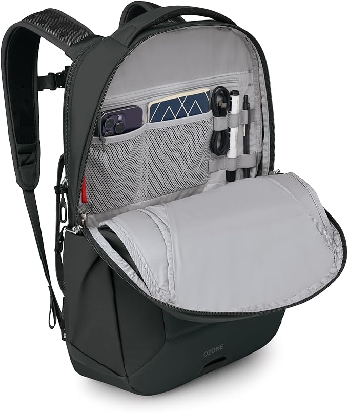 Osprey Ozone Laptop Backpack with Ventilated AirScape™ Backpanel - Lightweight Travel Backpack with 16” Laptop Sleeve - Carry-On Compatible Travel Bag for Men and Women, Black