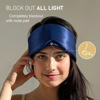 LitBear Silk Sleep Mask for Side Sleeper, Eye Mask Sleeping for Women Men 100% 22 Momme Pure Mulberry Silk, Face-Hugging Padded Eye Cover for Sleeping with Adjustable Band (Midnight Blue)