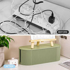 FABROK 2 Pack Cable Management Box, Cord Organizer Box with 20 Cable Ties, Power Strip Storage to Hide Charger Adapter Power Cord Charging Station Green(Small+Large