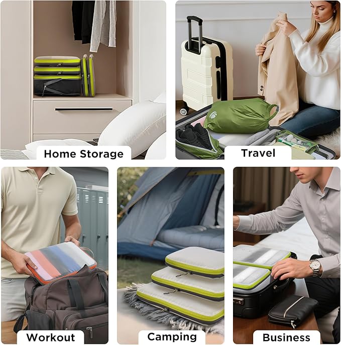 Cipway Compression Packing Cubes, See Through Mesh Luggage Organizer Bags, Travel Essentials for Carry on Suitcase with Laundry Bag and Clear Toiletries Bag（6Pcs,Grey）