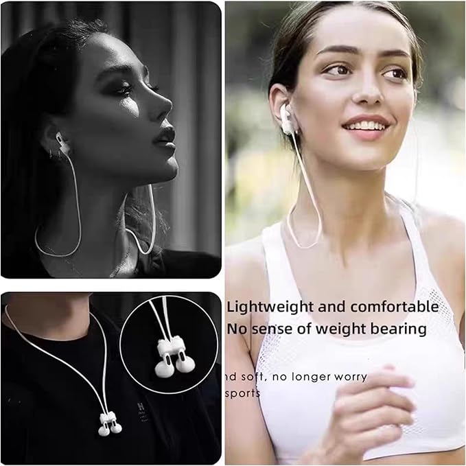 Magnetic Anti-Lost Straps Compatible with AirPods 1st to 4th Generation and AirPods Pro 1st to 4th Generation, with 2 Additional Pairs of Ear Hooks (White Grey)