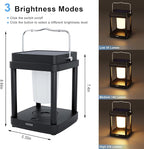 Solar Lantern Outdoor Table Lamp, Touch Control Outdoor Cordless Lantern, Solar Lanterns Waterproof Rechargeable Lanterns for Reading, Walking, Camping