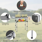 Folding Camping Table, Aluminum 24" x 16" Adjustable Height Small Folding Table with Carrying Handle, Lightweight, Portable Camping Table Waterproof for Outdoor Indoor Picnic Beach BBQ (Black)